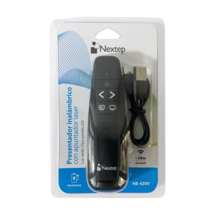 Presentador Inalambrico Recargable Nextep con Apuntador Laser Luz Verde para Pantallas LED