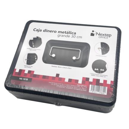 Caja Dinero Nextep Metalica Extra Grande 30 cm Bandeja Con Clips Para 4 Billetes 4