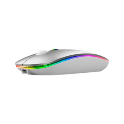 Mouse Nextep Inalámbrico Recargable Delgado/Silencioso RGB 1600 dpi Color Plata 2