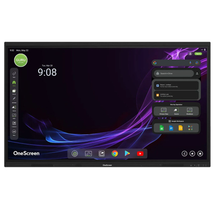Pantalla interactiva OneScreen 75in 4K UHD Android 13 8GB RAM 128 GB almacenamiento T7-755