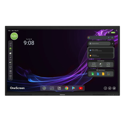Pantalla interactiva OneScreen 86in 4K UHD Android 13 8GB RAM 128 GB almacenamiento T7-786
