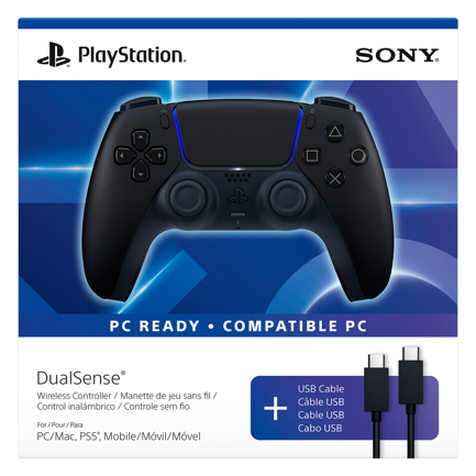 Control inalámbrico PlayStation DualSense Midnight Black + cable USB para PC 3