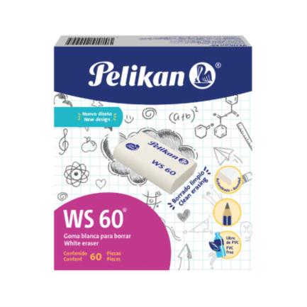 Goma pelikan plástica blanca ws-60 c/60 pzas