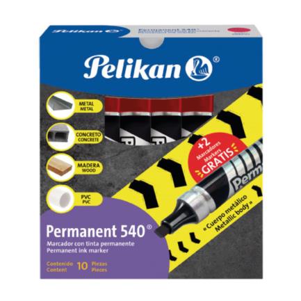 Marcador pelikan permanente 540 color rojo c/10 pzas