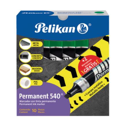 Marcador pelikan permanente 540 color verde c/10 pzas
