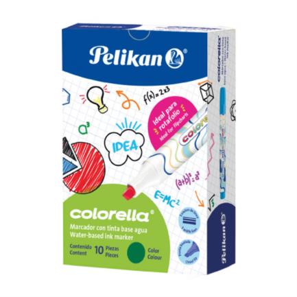 Marcador pelikan colorella tinta base agua color verde oscuro c/10 pzas