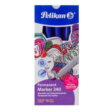 Marcador permanente pelikan 240 color azul c/10 pzas