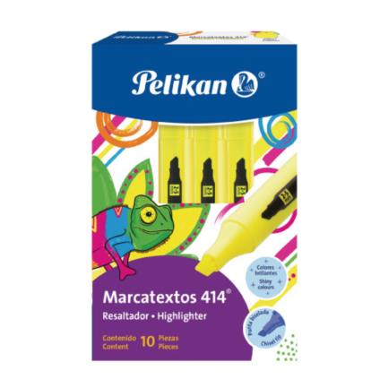 Marcador resaltador pelikan 414 color amarillo c/10 pzas