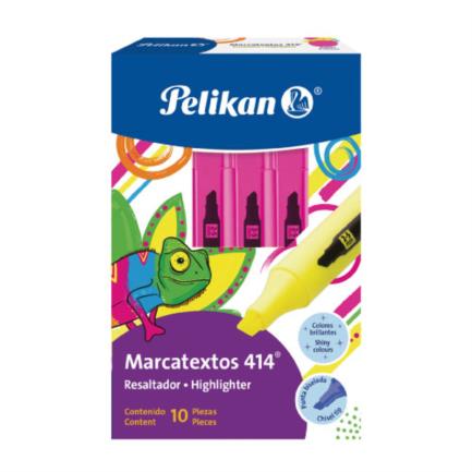 Marcador resaltador pelikan 414 color rosa c/10 pzas