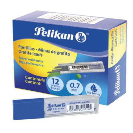 Puntillas pelikan 0.7 mm paq c/12 tubos