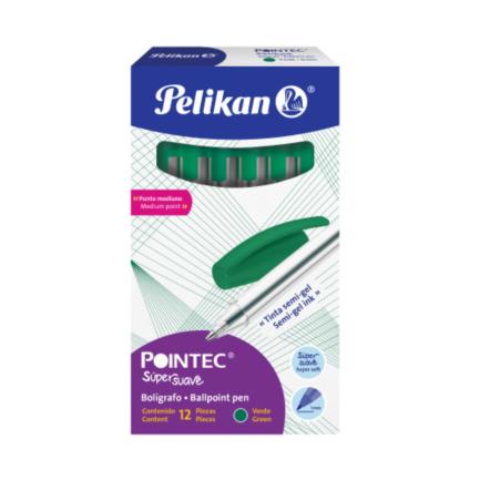 Bolígrafo pelikan pointec punto mediano 0.7mm color verde c/12 pzas