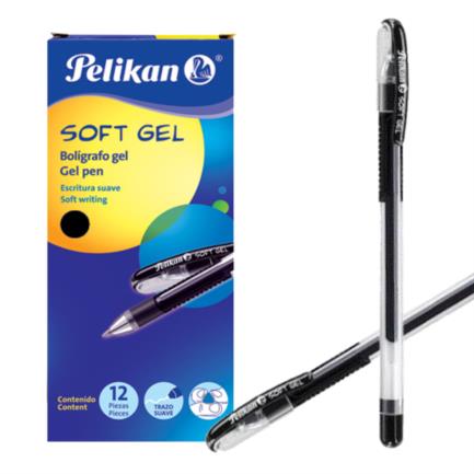 Bolígrafo pelikan soft gel negro c/12 pzas
