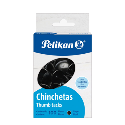 Chincheta Pelikan Color Negro C/100