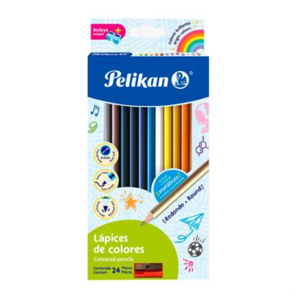 Colores pelikan largos redondos 4mm c/24 pzas