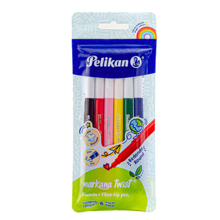 Marcador pelikan markana twist colores surtidos bolsa c/6 pzas