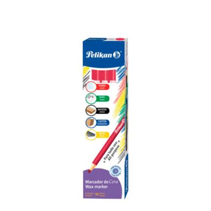 Marcador cera pelikan rojo c/10 pzas