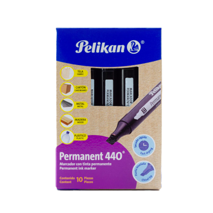 Marcador pelikan permanente 440 color negro c/10 pzas