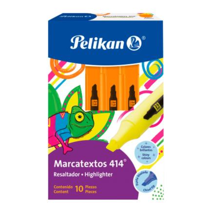 Marcador resaltador pelikan 414 color naranja c/10 pzas