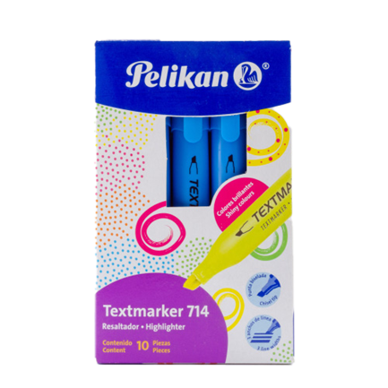 Marcador resaltador pelikan textmarker 714 color azul c/10 pzas