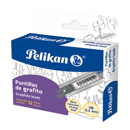 Puntillas pelikan 0.5mm pqte c/12 tubos