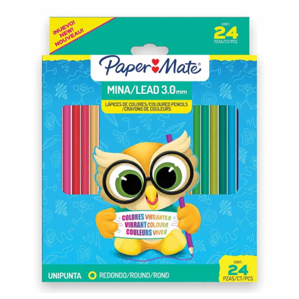 Lápices de colores Papermate largos de 3.0 mm caja con 24 piezas