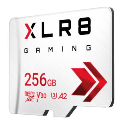 Memoria Flash Micro SD PNY XLR8 256GB Clase 10 U3 V30 Lect 100/90Mbs Mobile Consolas Gamers Video 4K Color Blanco