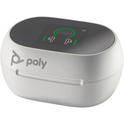 Poly Voyager Free 60+ Audifonos UC Blanco arena + Adaptador USB-A BT700 + Estuche de carga con pantalla tactil 2