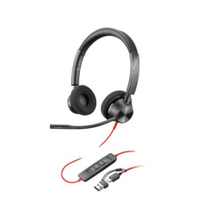 POLY Blackwire 3320 Auriculares estereo USB-C con certificacionde Microsoft Teams + adaptador USB-C/A