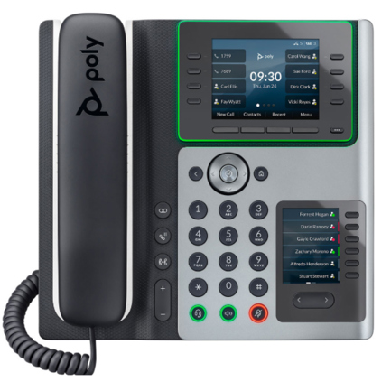 Telefono Poly Edge E450 IP Phone and PoE-enabled 5