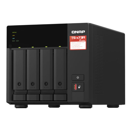 Unidad NAS QNAP CPU Ryzen V1500B Quad Core 2.2Ghz 8GB RAM RJ45 10GbE  4 Bahias 3.5 Hasta 24TB Linux Sin Discos