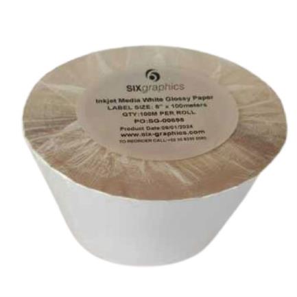 Papel Six Graphics Bopp Blanco Brillante Adhesivo Acrilico Respaldo 8 x 100 Metros