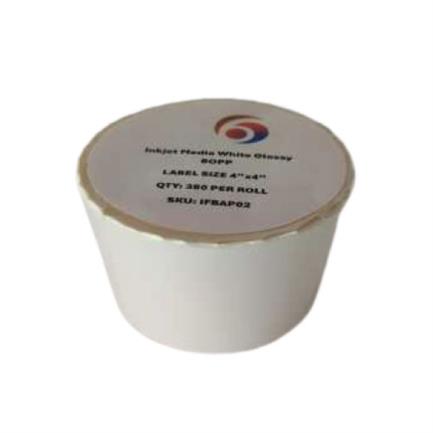 Papel Six Graphics Bopp Blanco Brillante Adhesivo Acrilico Respaldo Papel 4 x 4" Core 1 380 Etiquetas