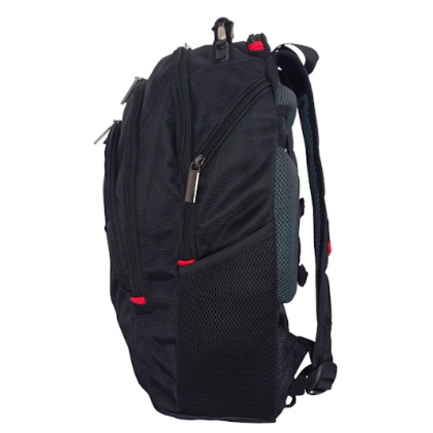 Mochila Swissmobility BEVERIN 17 3 cierres asa de acero reforzada piso de espuma múltiples bolsos internos color negro