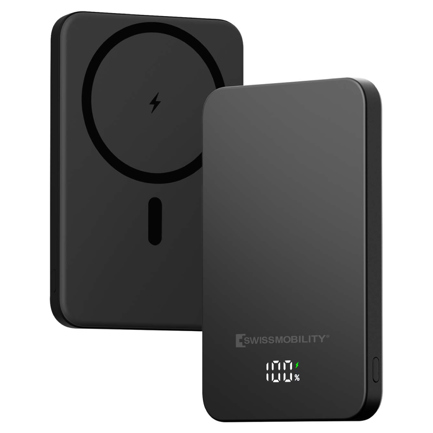 Power Bank Swissmobility 3.85V 10000mAh Carga Rapida de 20W USB C Carga Inalambrica 18W 5