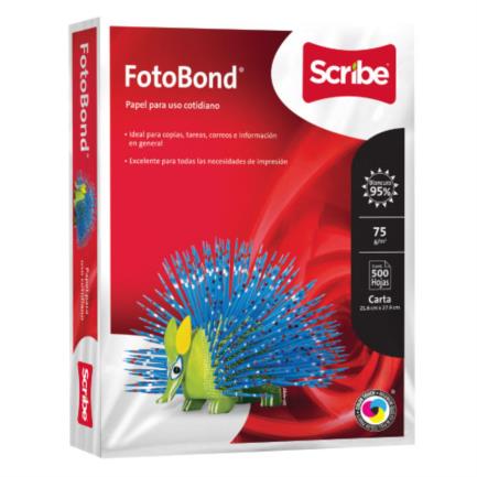 Papel cortado scribe fotobond carta blanco 75grs c/500 hojas