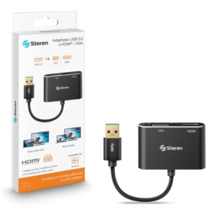 Adaptador Steren USB 3.0 a HDMI/VGA Color Negro 2