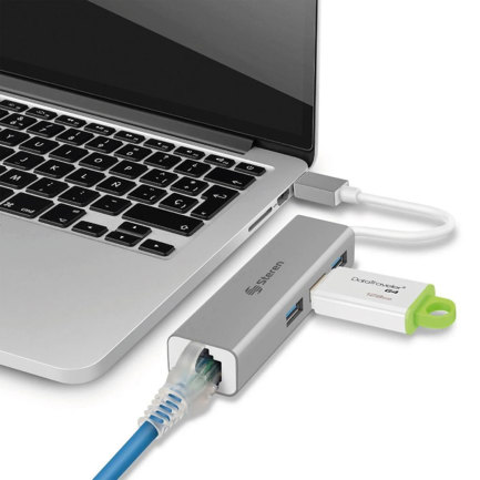 ADAPTADOR STEREN USB 3.0 A GIGABIT RJ45 CON HU 2
