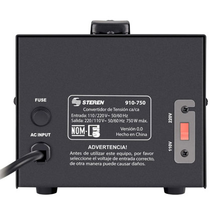 CONVERTIDOR STEREN DE VOLTAJE 110 A 220V 750W