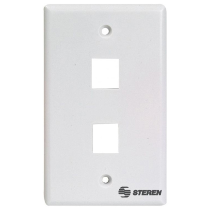 Placa Steren P/Registro de 2 Cavidad Keystone CAT5 y 6