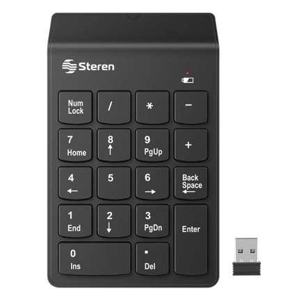 Teclado Numerico Inalambrico Steren COM-633 con 18 Teclas Distancia de Operación 5m Negro