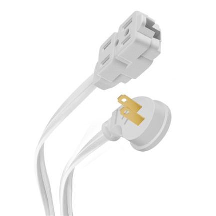 Extensión steren 3 contactos con clavija a 90 grados plana 4m color blanco