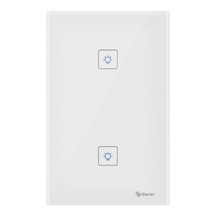Apagador Steren Doble Táctil Wi-Fi Pared Color Blanco