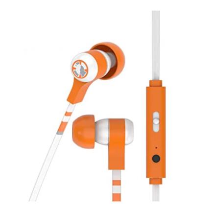 Audífonos tribe intrauricular starwars tfa bb8 color blanco-naranja