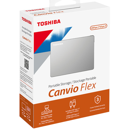 Disco Duro Toshiba Canvio Flex Externo 2.5in 4TB USB 3.0 Plata para Mac/PC