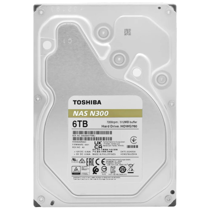 Disco Duro Interno Toshiba N300  de Rendimiento  6TB 7200RPM y 256MB Cache.