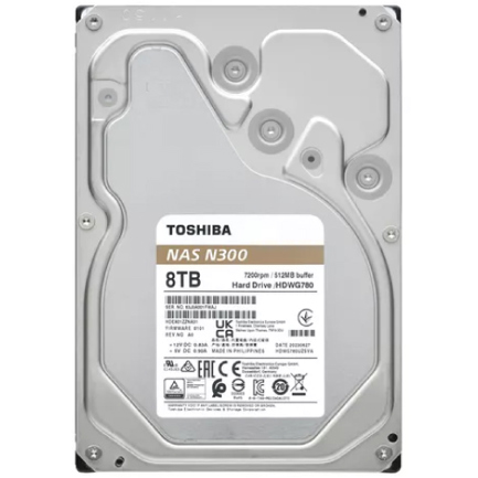Disco Duro Interno Toshiba N300  de Rendimiento  8TB 7200RPM y 256MB Cache.
