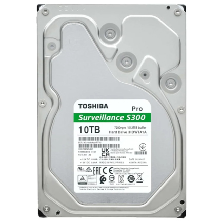 Disco Duro 10 TB Toshiba Surveillance S300 Pro 3.5 para Videovigilancia Serial SATA 6 Gbit/s 7200RPM 512MB Cache