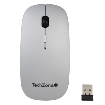 Mouse Inalámbrico TechZone Batería Recargable 1600dpi 4 Botones C/Mouse Pad Color Plata 3