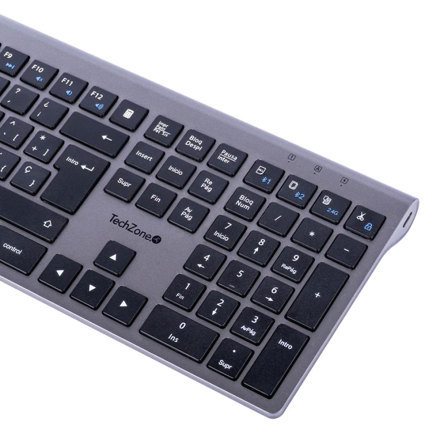 Teclado TechZone Hefestos Recargable Multipunto Bluetooth 10m de Alcance Color Plata 2
