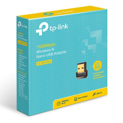 Adaptador Wi-Fi USB TP-Link TL-WN725N Nano N150 150Mbps 2.4GHz USB 2.0 3